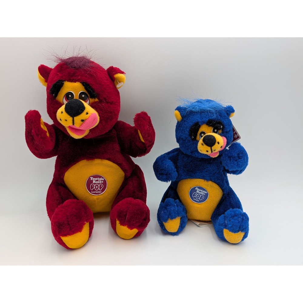 Tootsie Roll Pop Plush Bear Lot Raspberry Grape 1999 Vintage Nanco